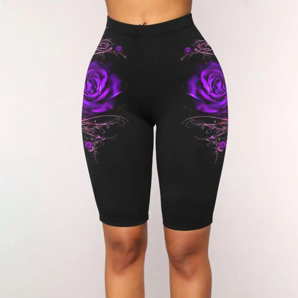 Flower Pattern Yoga Shorts Women Sweatpants High Waist Skinny Sports Shorts Ladies Fitness Leggings Pants велосипедки женские