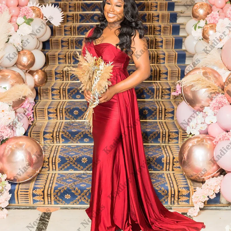 Hot Pink Long Mermaid Bridesmaid Dresses With Side Skirt Sexy One Shoulder Cheap Satin Party Gowns for Wedding Customized