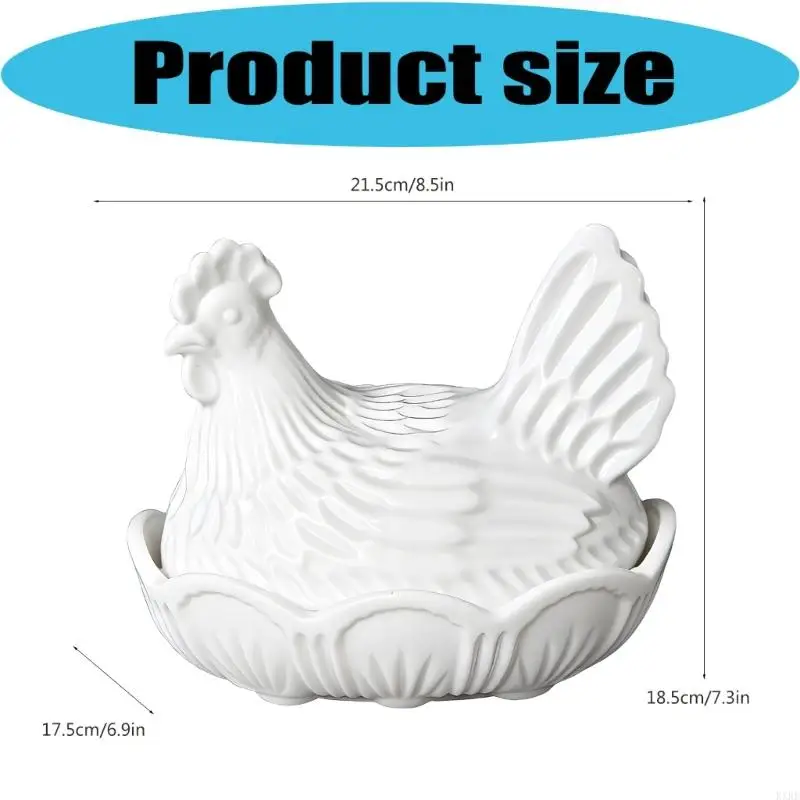 Glass Hen on Nest Candy Dish with Bowl Base and Lid, Chicken Design Snacks Jar for Sweet, Nut, Tea Bag, Parties, and Shelf view 4