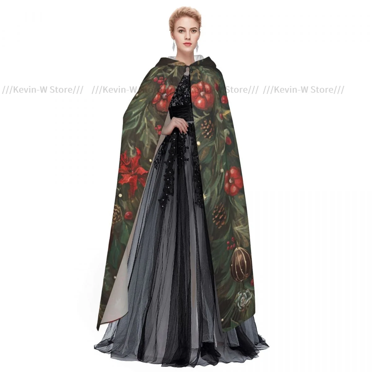 Hooded Cloak Unisex Cloak with Hood Classic Nutcracker With Xmas Greenery Leaves Cloak Vampire Witch Cape Cosplay Costume