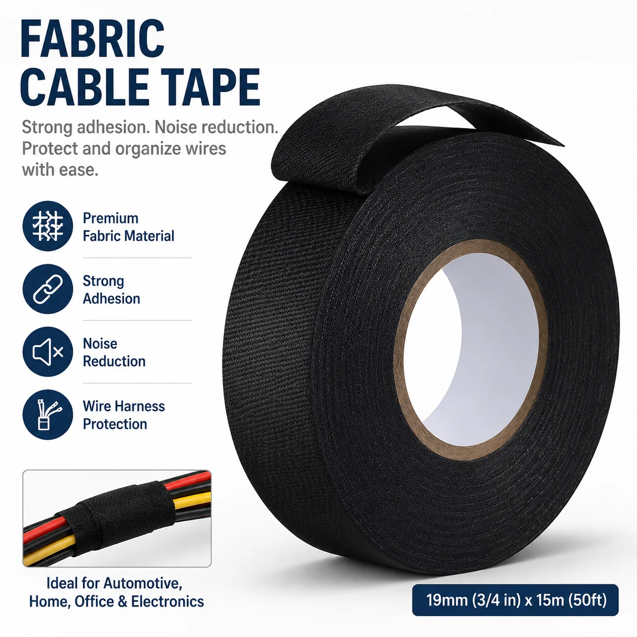 Automotive Wire Harness Cloth Tape High Temp Resistant Nylon Fabric Electric Insulation for Car Cable Protection