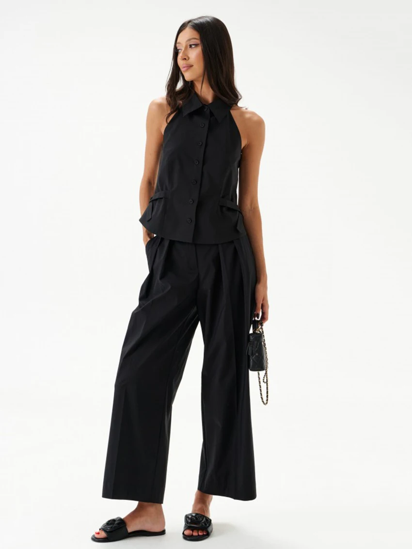 Marthaqiqi Cotton Ladies Pajama Suit Backless Sleepwear Tank Tops Nightwear Sleeveless Nightie Pants Casual Female Nightgown Set