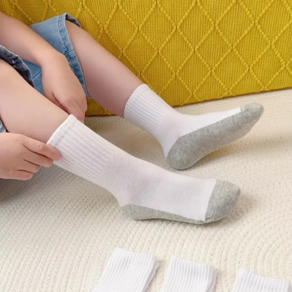 

4/6Pairs Casual Simple Men's Mid-calf Socks Non-slip Hosiery Men Tube Socks Patchwork Breathable Sports Sock Female