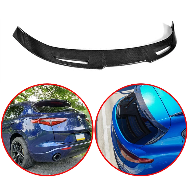 

For Alfa Romeo Stelvio 2017 2018 2019 2020 2021 High Quality ABS Car Rear Wing Spoiler Body Kit Glossy Black Carbon Fiber Look