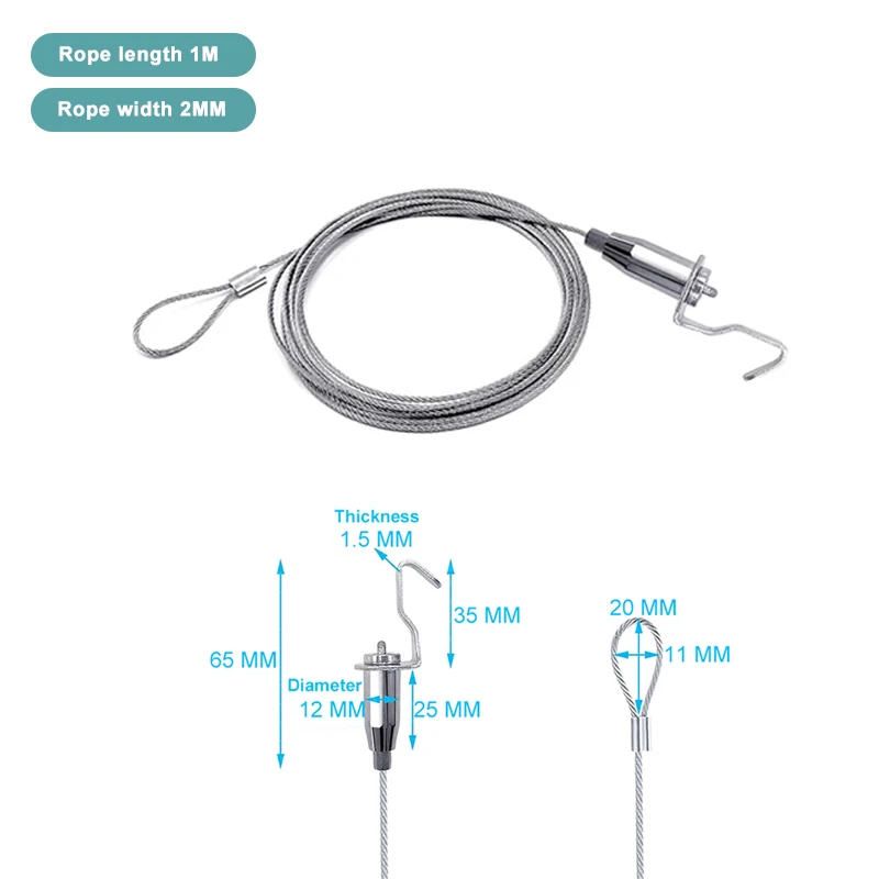 Adjustable automatic wire rope spring hook for hanging mirrors, photo frames, lamps, lifting code double hole telescopic