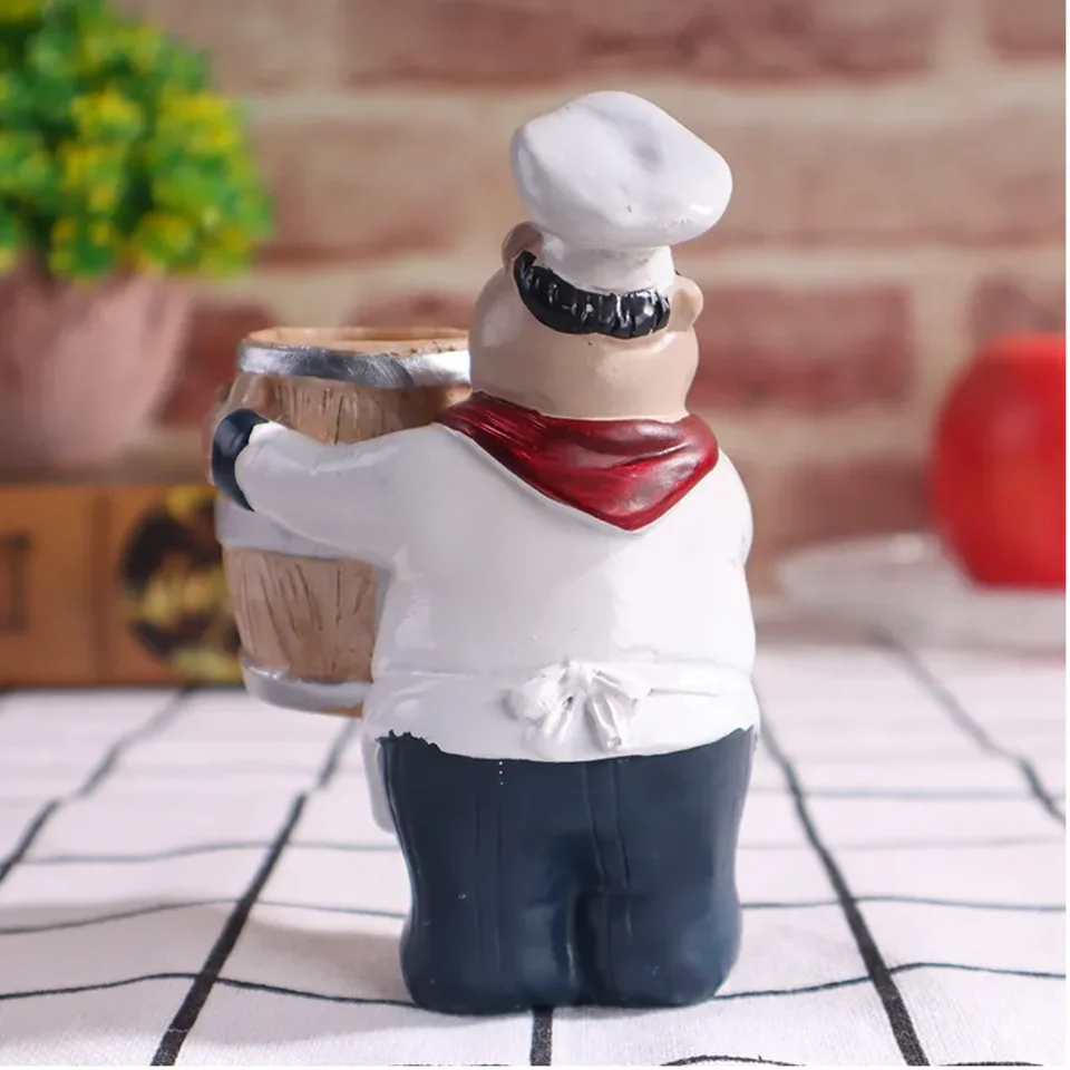 Creative Resin Chef Toothpick Holder Decorative Tabletop Sculpture for Kitchen Dining&Coffee Table Home Decor Toothpick Storage