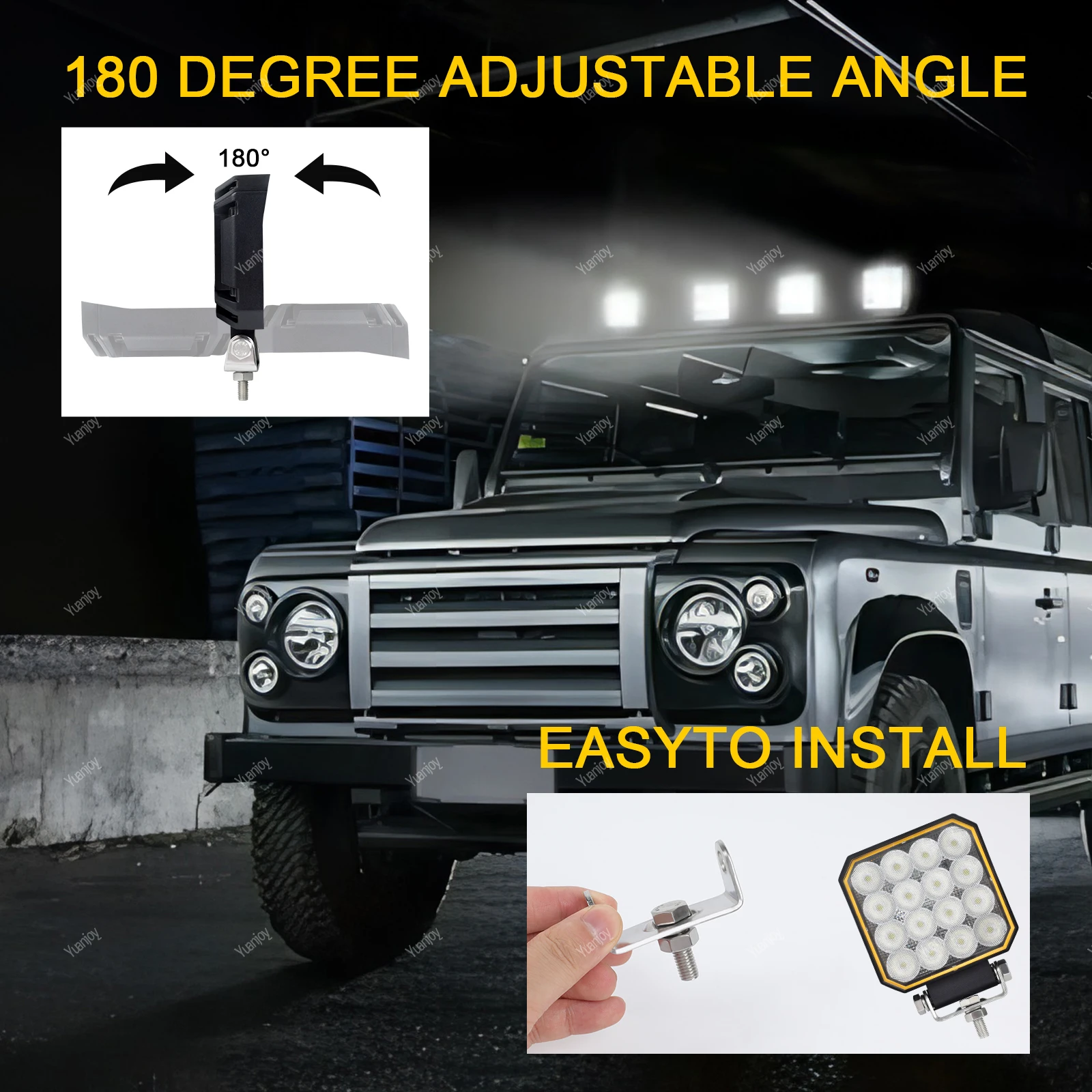 

Yuuanjoy 1 Pack LED Offroad Fog/Work Light 12V/24V IP67 Waterproof Combo Beam for Truck/Jeep/ATV/UTV/SUV