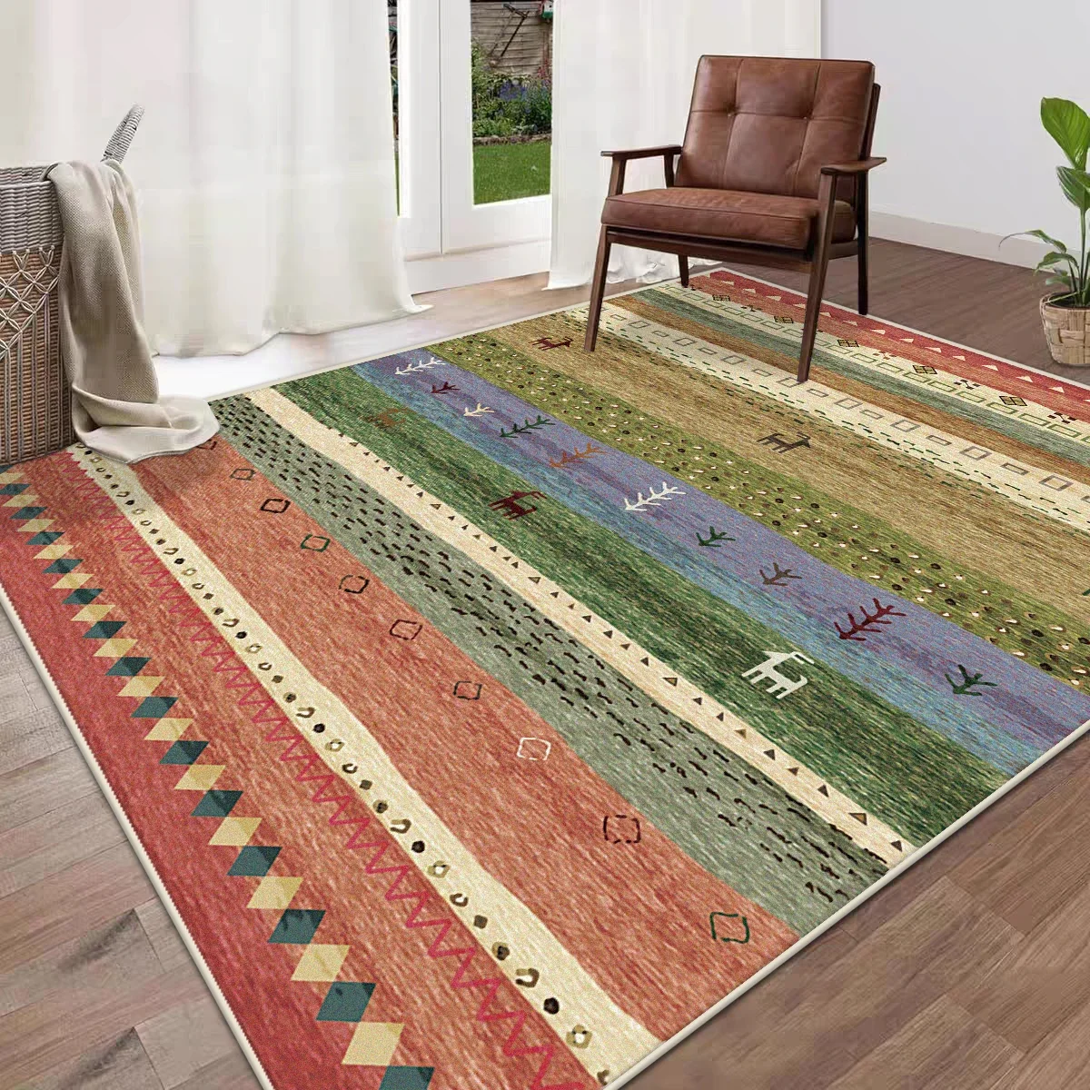 

Boho Style Moroccan Geometric Area Rug for Living Room Plush High-Pile Floor Mat Non-Slip Large Size