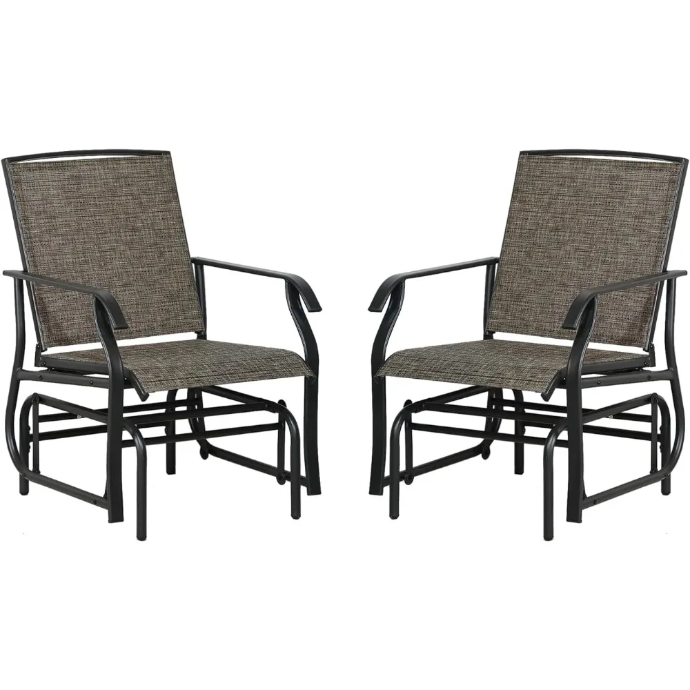 مقعد طائرة شراعية خارجي ylgj&tidy وأثاث فناء - كرسي هزاز بمقعدين مع طاولة قهوة، طقم كراسي طائرة شراعية مقاومة للطقس