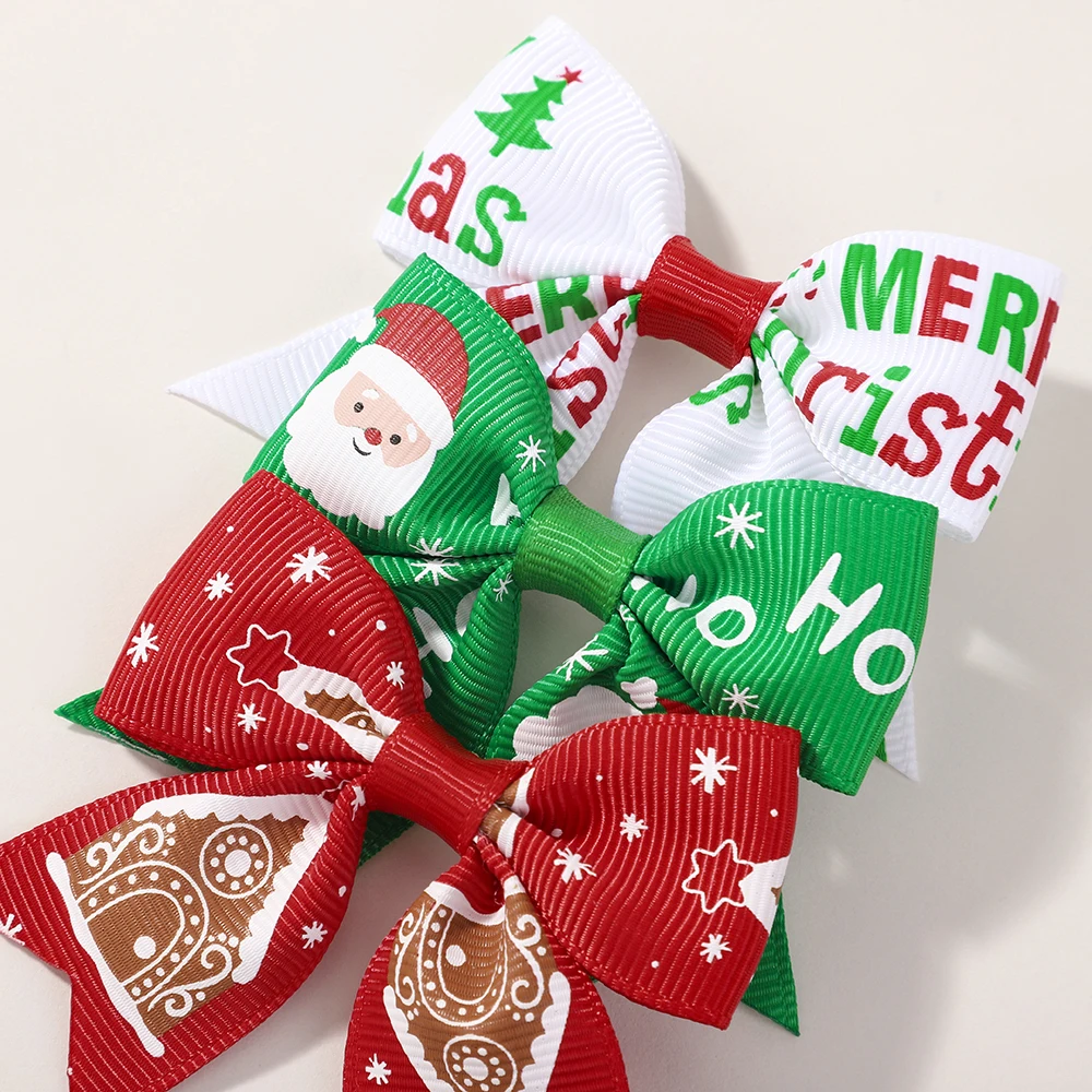 6 قطعة/المجموعة الاطفال عيد الميلاد إكسسوارات الشعر سانتا كلوز طباعة مقاطع الشعر الانحناء دبابيس الشعر الفتيات الشعر ديكور غطاء الرأس الهدايا #6