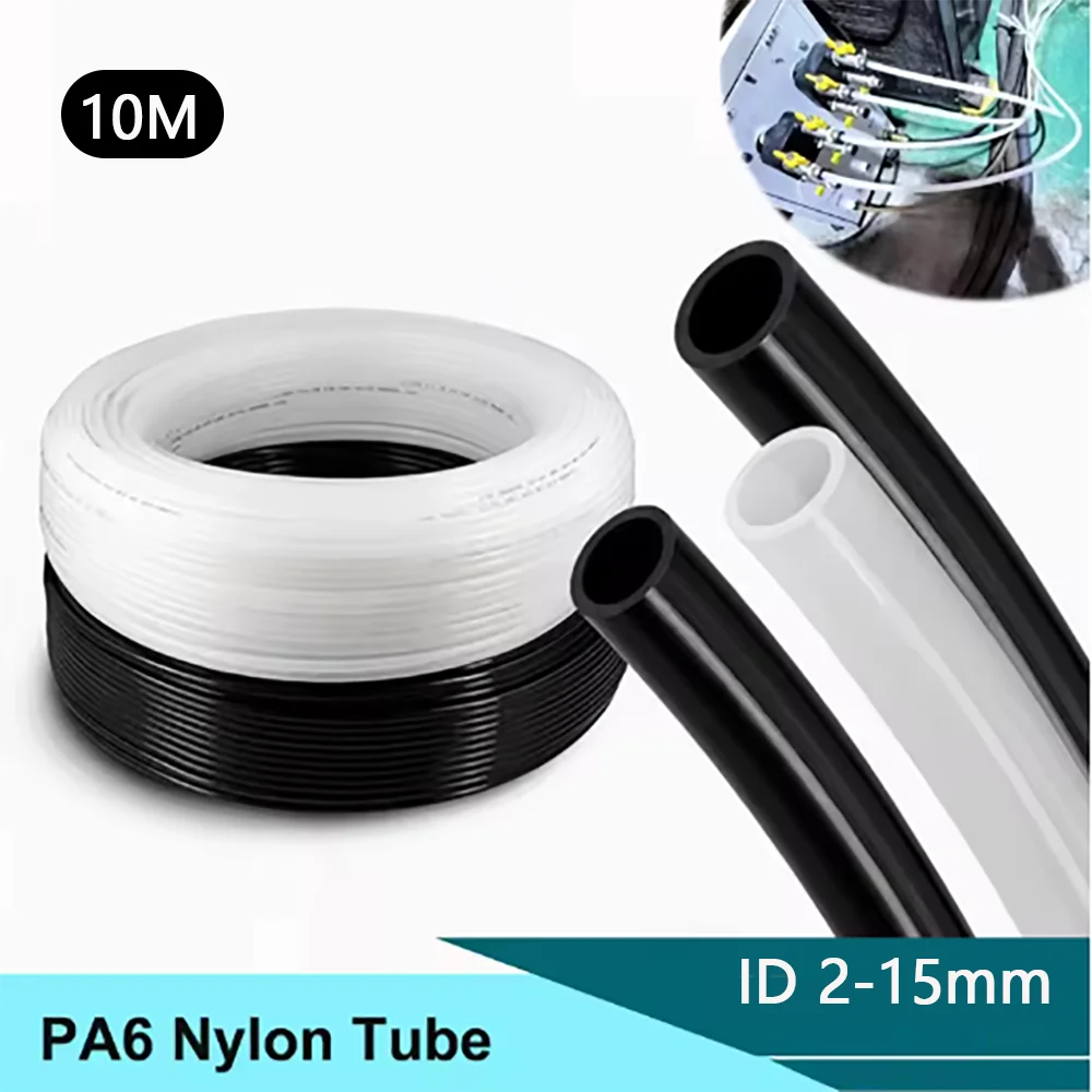 10M Black TransparentHigh Pressure PA6 Nylon Tube ID 2mm-15mm  Pneumatic Air Compressor Smooth Rigid Polyamide Oil Pipe