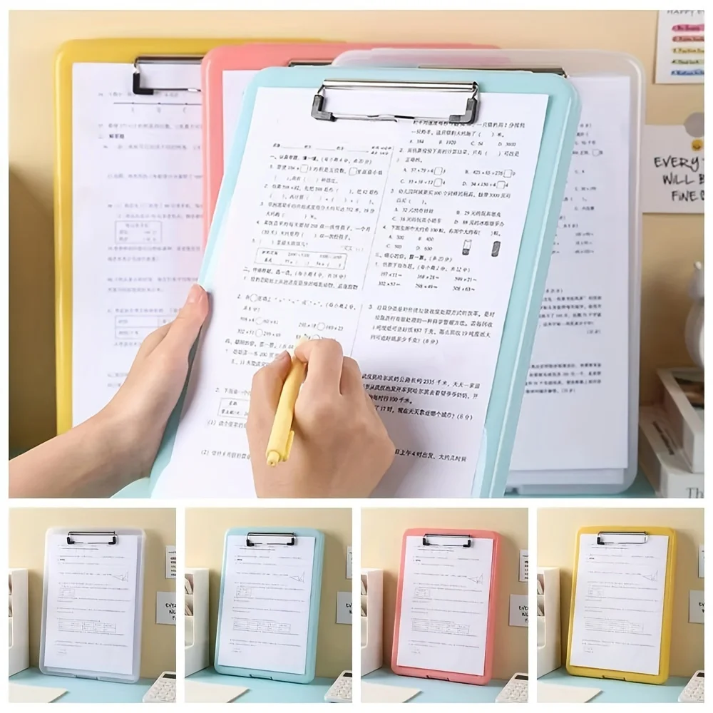 Colorful Portable Large Capacity A4 File Folder with Clipboard, Document Organizer for Office, Desk and Drawer Storage