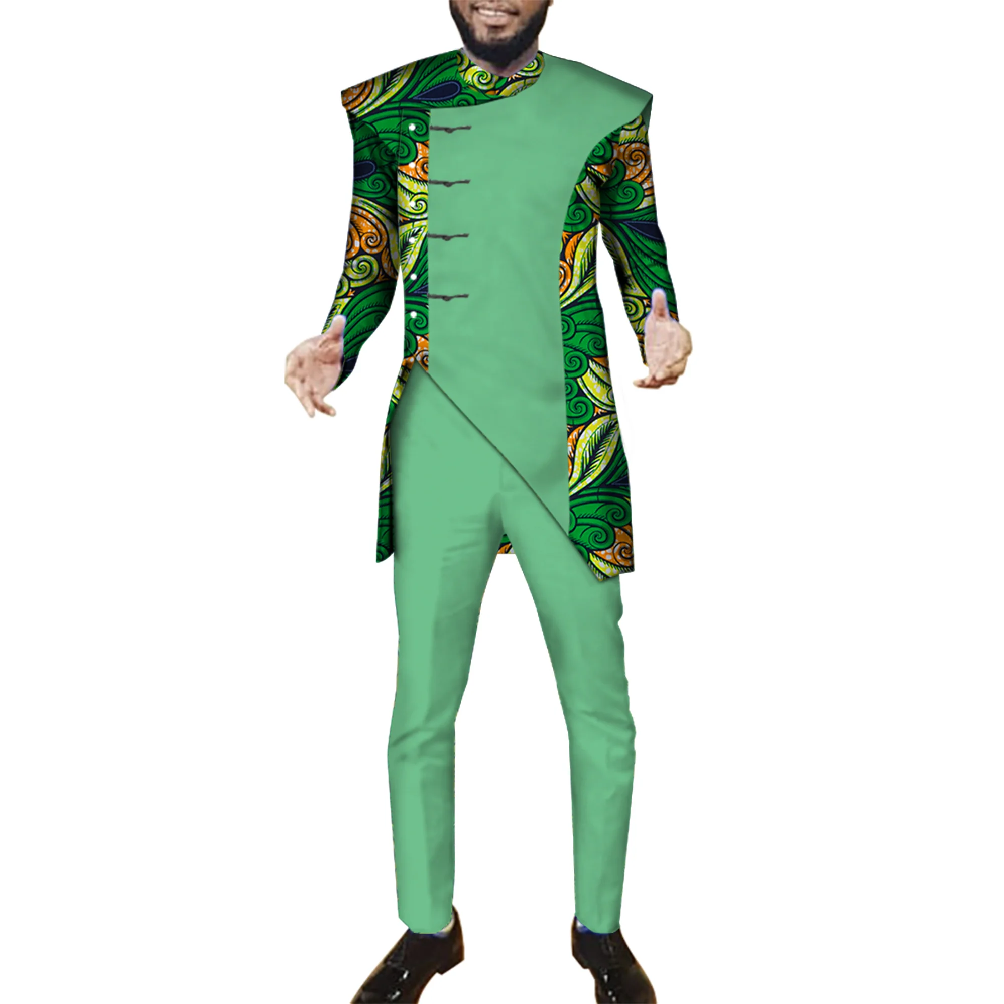 African Men Suits Sets Tops+Trousers Fashion Printing African Clothes for Men Festive Costume Africa Clothing Outfits WYN972