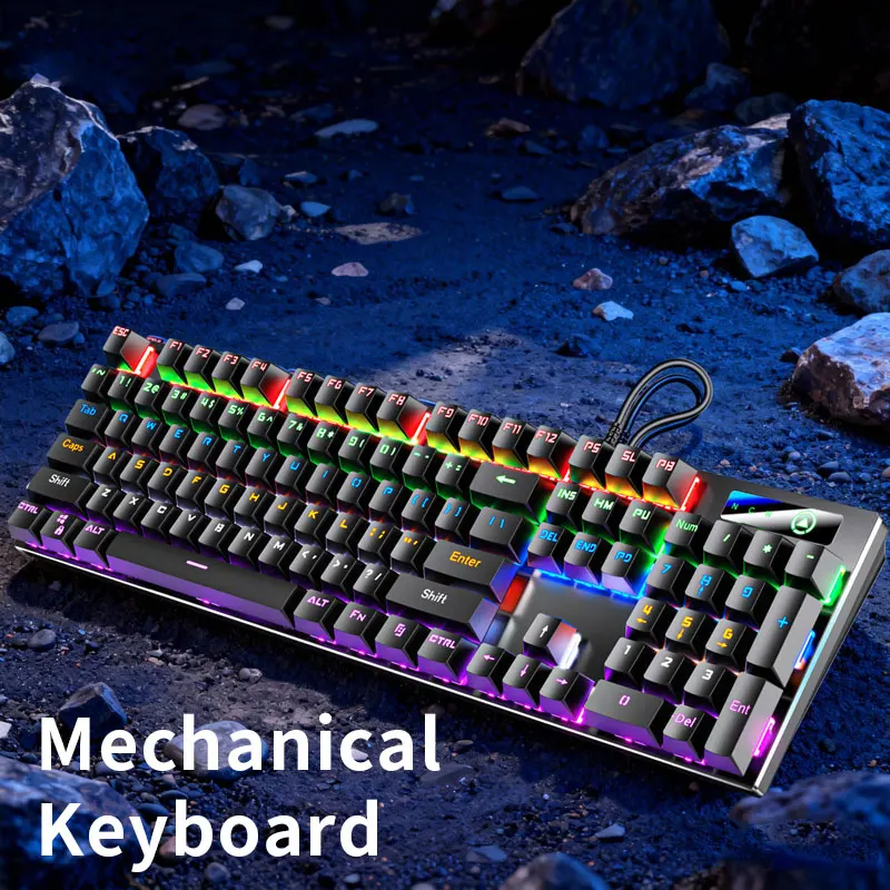 

Механическая клавиатура, игровая синяя ось, киберспорт, настольный ноутбук, офисная печать, посвященная