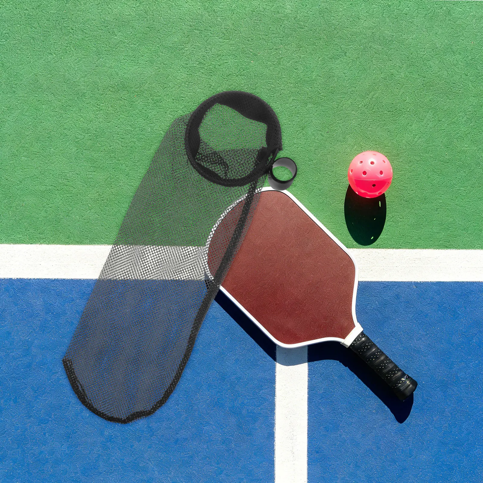 

Pickleball Ball Holder Adjustable Height Mesh Storage Bag Portable Net Basket for Indoor Outdoor Training Court Organizer