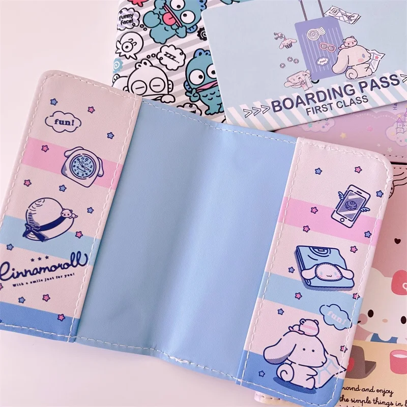 Cinnamoroll Passport Cover Kuromi Passport Holder Melody Credit Card Holder Hangyodon little twin star Leather Business Card Bag