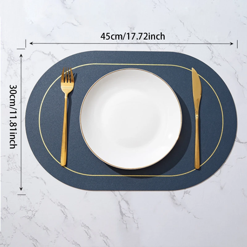 2024 New Oval Reversible Faux Leather Placemats Waterproof & Heat-Resistant Table Mats Pads for Dining Kitchen Wedding & Party