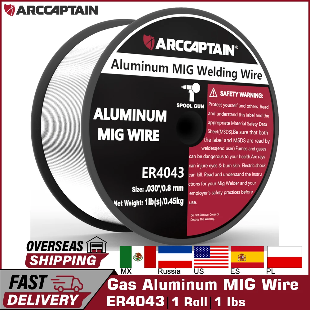 arcaptain fio de solda mig de aluminio er4043 gas 08 mm 09 mm rolo 045kg para maquina de solda mig pistola de solda 01