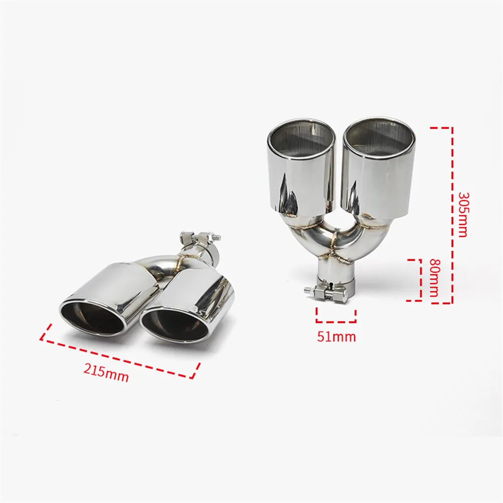 1pair L&R stainless steel Y type Oval dual exhaust tip for benz W204C-class modifiy C63 AMG muffler four-out tail nozzle