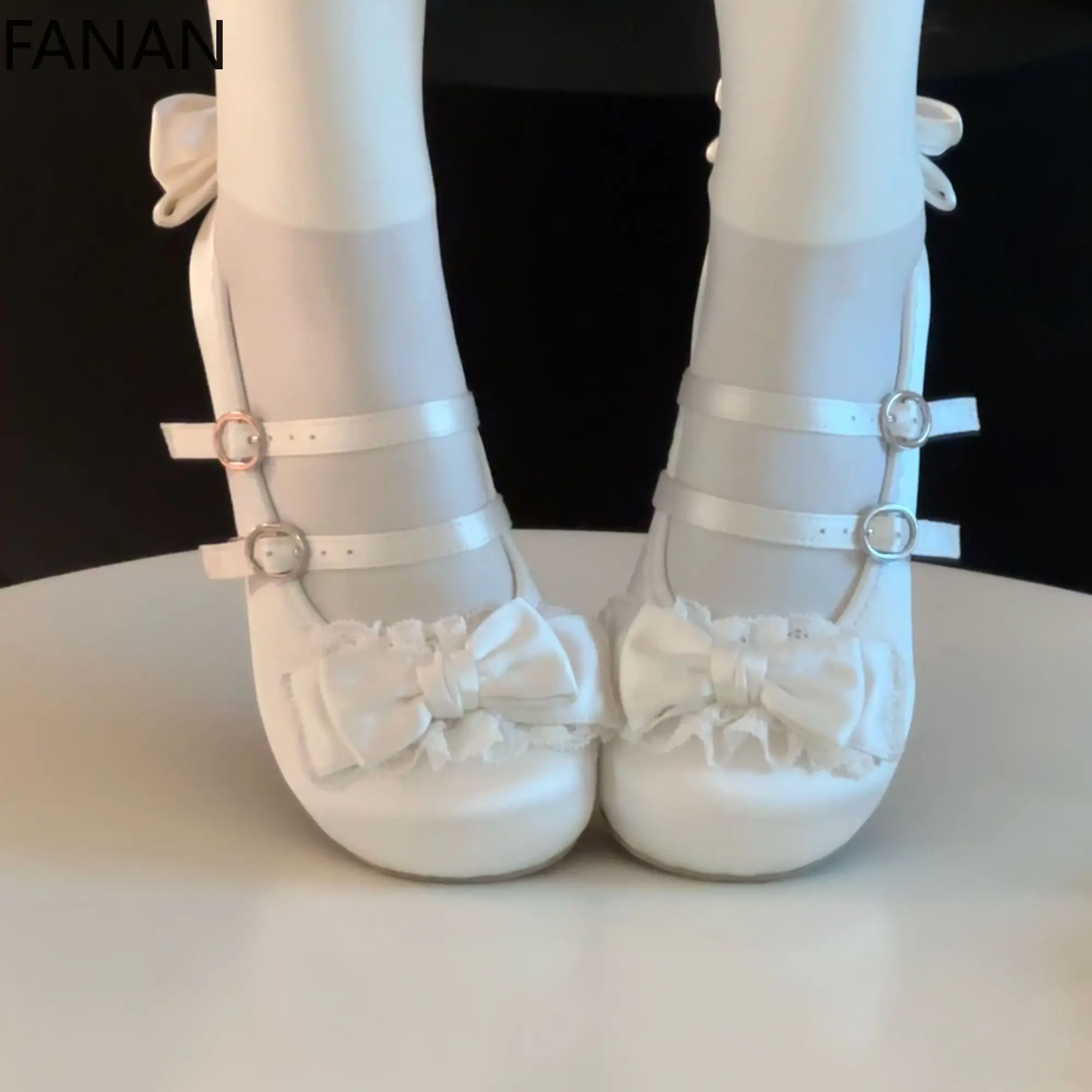 Flat Cute Low Heel Women's Shoes Pumps Sweet Lolita Pink Bow Summer Pink Kawaii Mary Jane Platform Heels Elegant