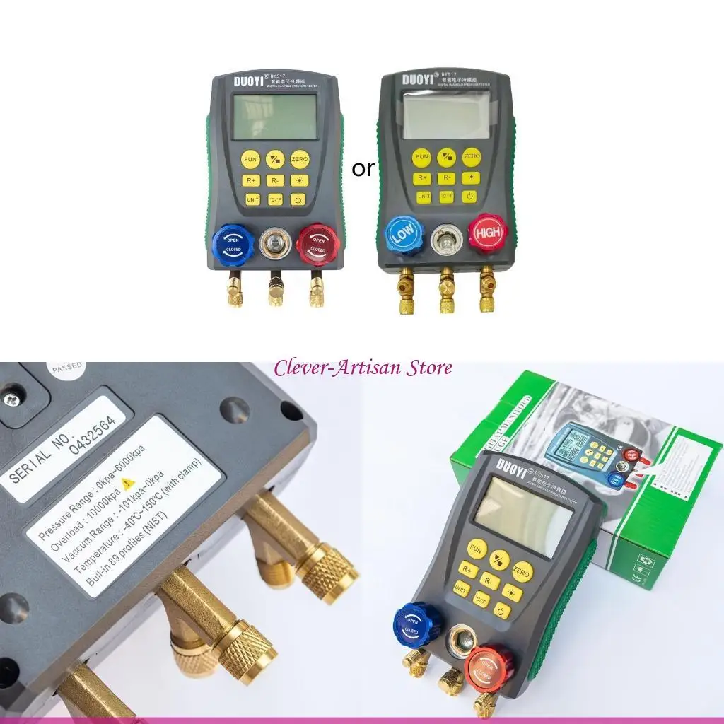 

E06B Refrigeration Manifold Digital Gauge & Meter HVAC Temp Vacuum Pressure Tester