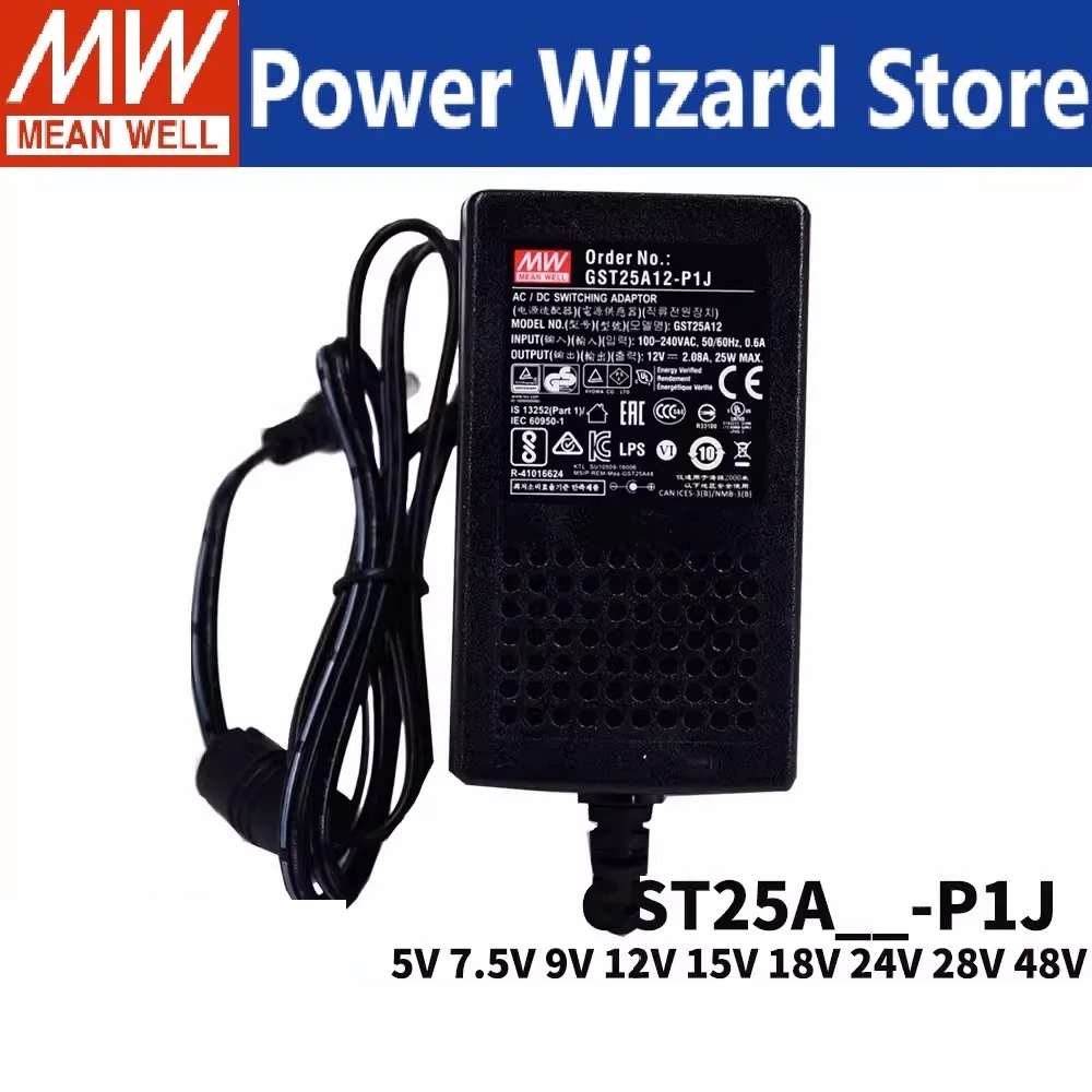 (On 11.11) MEAN WELL GST25A05-P1J 5V 4A Meanwell GST25A 20W AC-DC Industrial Adaptor 3 Plug Energy-saving Replace GS