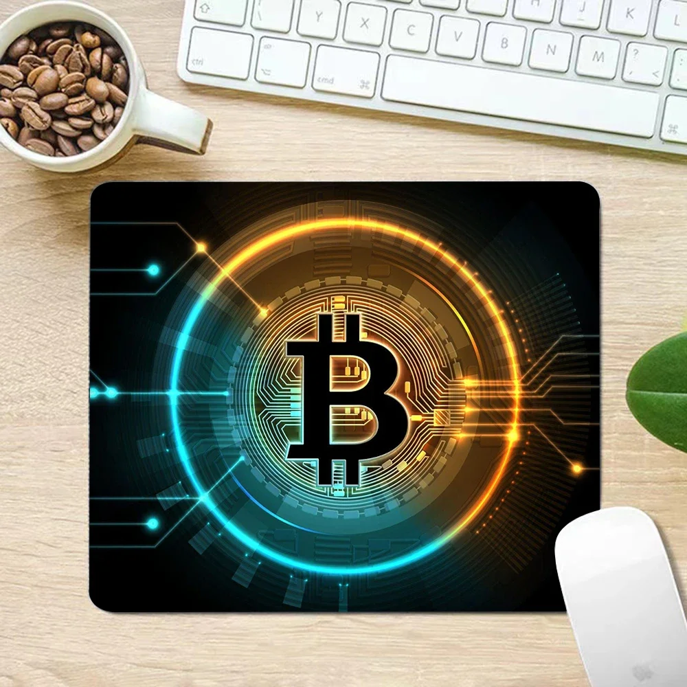 Bitcoin Logo Small Mouse Pad PC Computer Mouse Mat Laptop Mice Mousepad Writing Desk Mats Office Accessories 21x26 25x30 CM