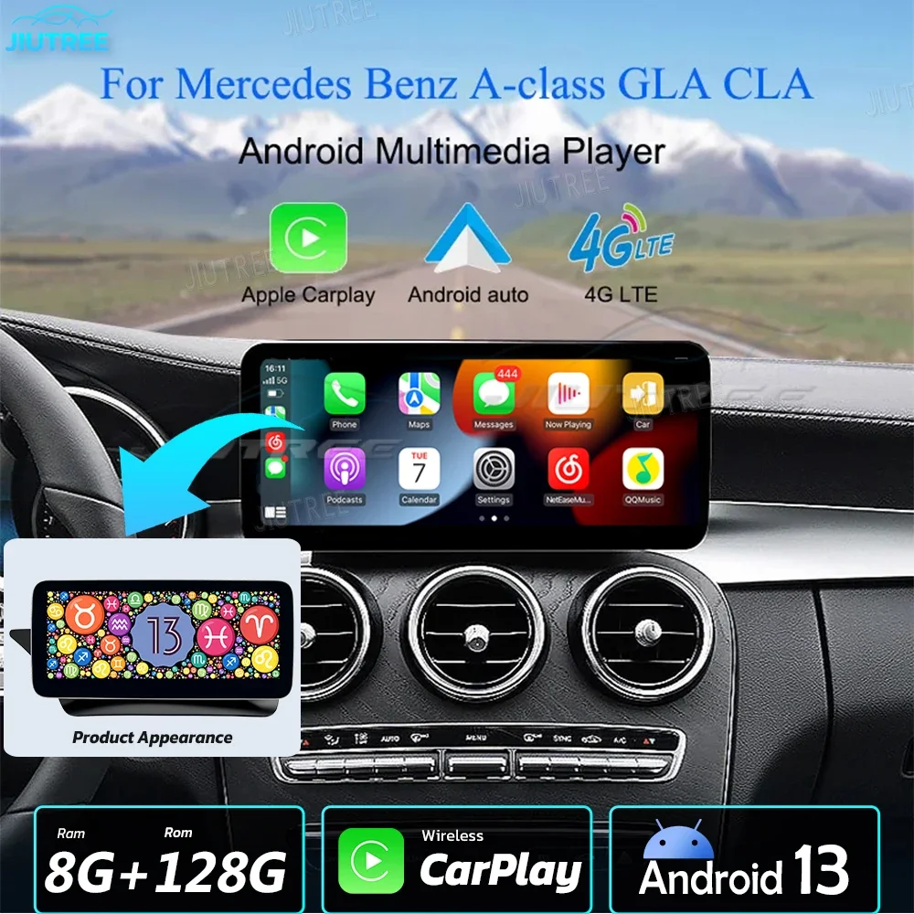 

12,3 "Qualcom 662 Android13 для Mercedes Benz GLA X156 2015-2019 автомобильный радиоприемник Android Auto CarPlay мультимедийный плеер Navi GPS WiFi