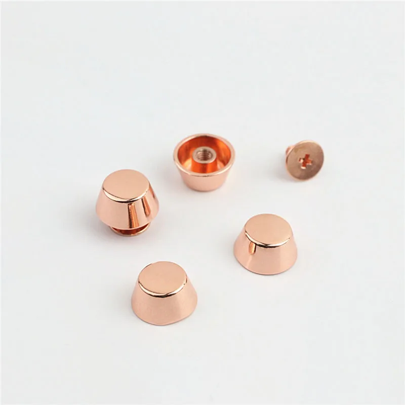 20sets Rose Gold Metal High Quality Leather Bag Handbag Purse Bottom Protecting Feet Nail Stud Belt Screwback Button Rivet Spike