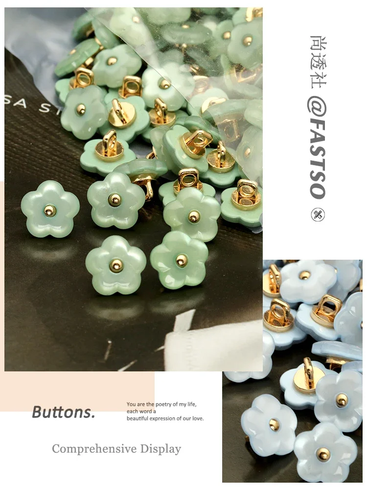 11mm Pearl Flower Button for Clothing Shirt Children Knitted Sweater Cardigan Fashion Sewing on Clothes Button Accessories 6pcs