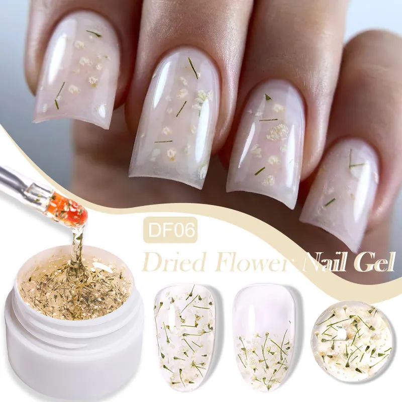 Gel de esmalte de flor seca, Gel UV, Floral Natural, DIY Nail Art, Semi Permanente, Soak Off, Vernizes de pintura, 8ml