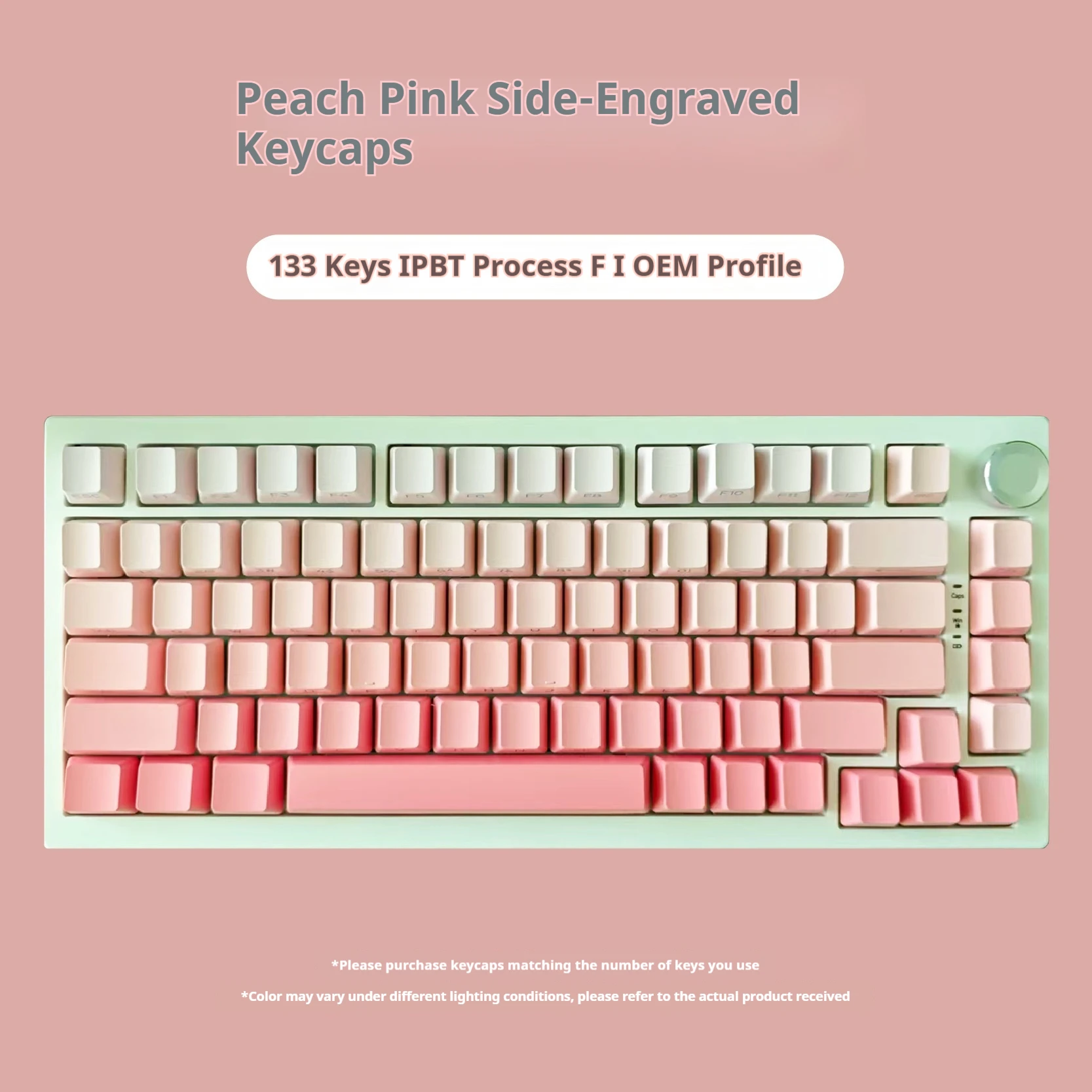 

Taoyao powder side engraving gradual change transparent keycap 133 keys full set of PBT material mechanical keyboard D I Y acces