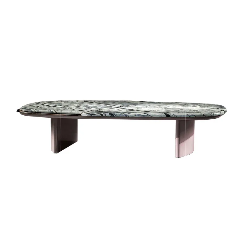 A  Light luxury two-color marble coffee table living room home modern simple  creative high-end tea table