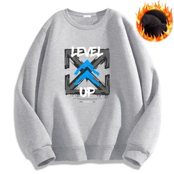 Level Up Cool Design Printed Hoodies Oversize Casual Sweatshirt Warm Autumn Winter Mens Clothing Thick Long Sleeve Cozy Pullover