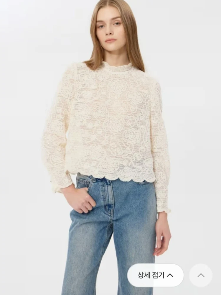 

Элегантная кружевная рубашка в корейском стиле, свободного кроя, с длинными рукавами, удобная, приятная для кожи, летняя новинка, модная, роскошная.