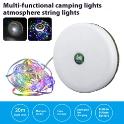 LED Camping Lamp Strip 20M Length Portable Light Belt Lanterns Rechargeable Outdoor Waterproof Tent Decor Storage Lights String
