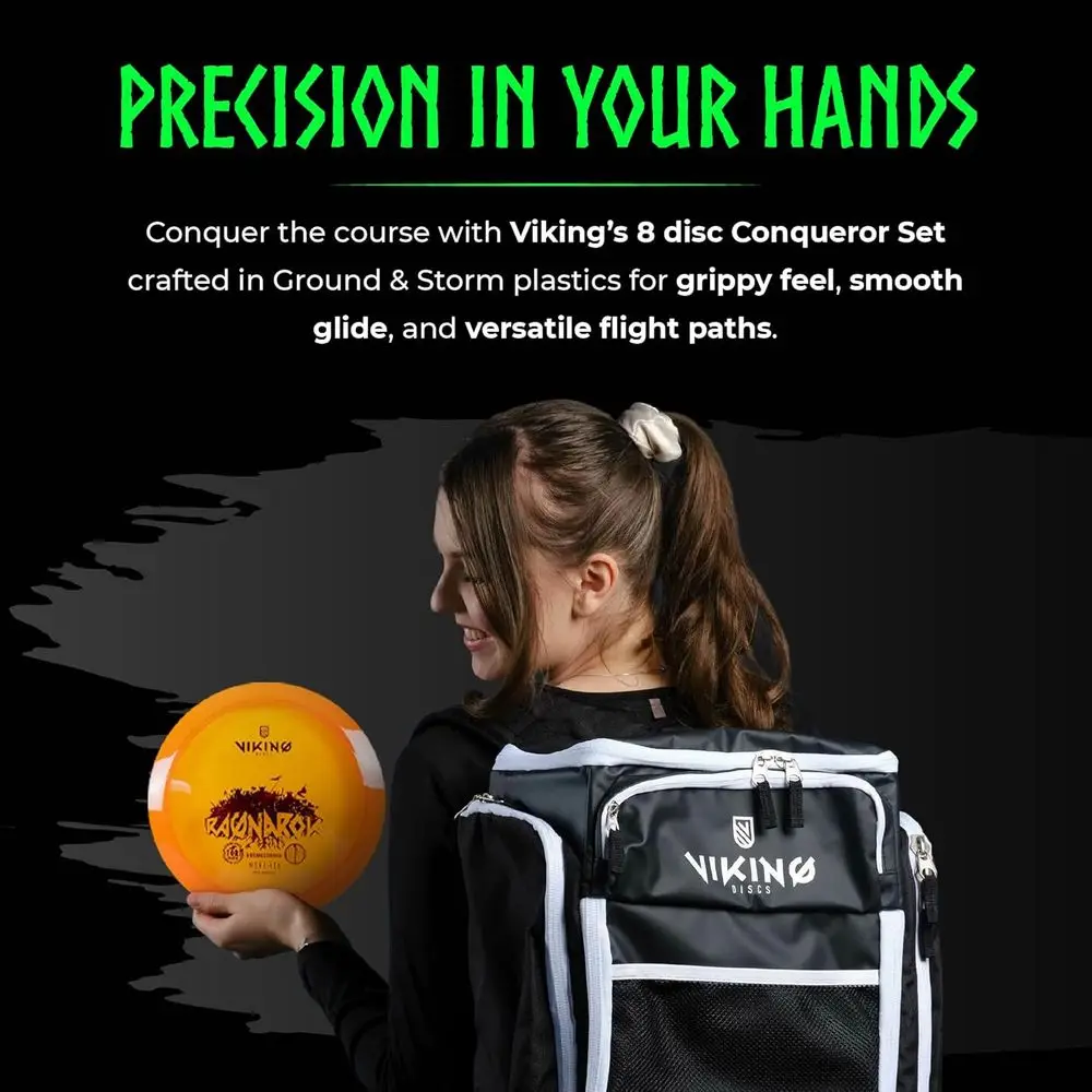 Viking Discs Conqueror Disc Golf Set - 8 Disc Golf Discs for Any Distance, PDGA Approved - Putter, Mid-Range, Fairway Driver, Di