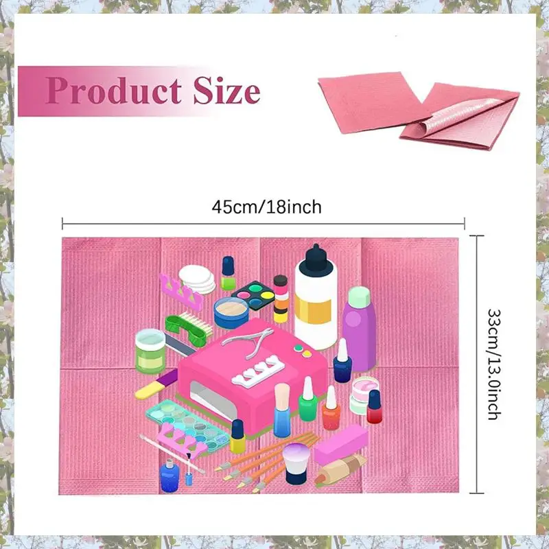 T84C-250PCS 일회용 네일 아트 테이블 타월 매트 13X17 인치 방수 네일 아트 매트 종이 시트 클린 패드 문신 핑크