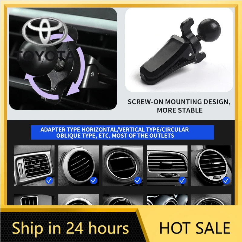 

Автомобильные наклейки 2026: Горячая новинка! Держатель для телефона на воздуховод автомобиля Toyota (для моделей Camry, Yaris, Hilux, Prius A)