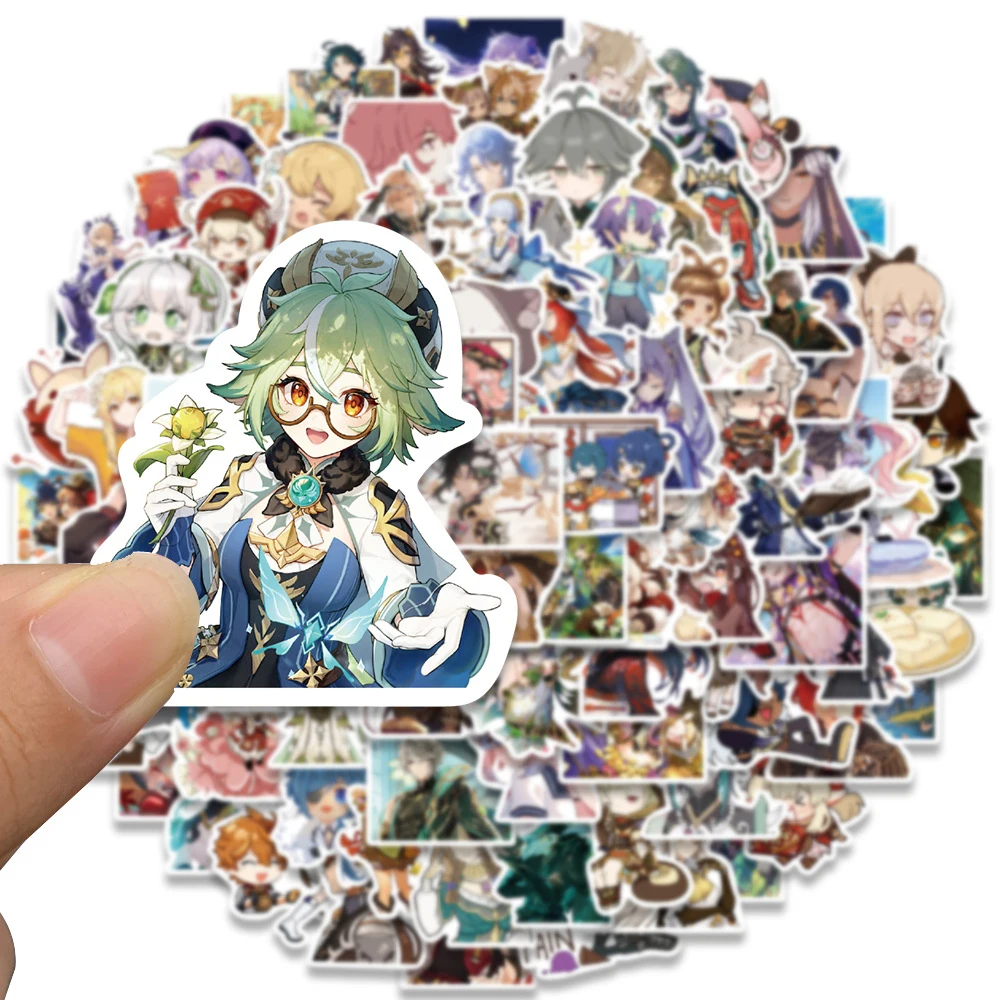 10/30/50/100pcs Genshin Impact Anime Stickers Aether Klee Zhongli Paimon Lumine Sticker Laptop Phone game Characters Decal Toys