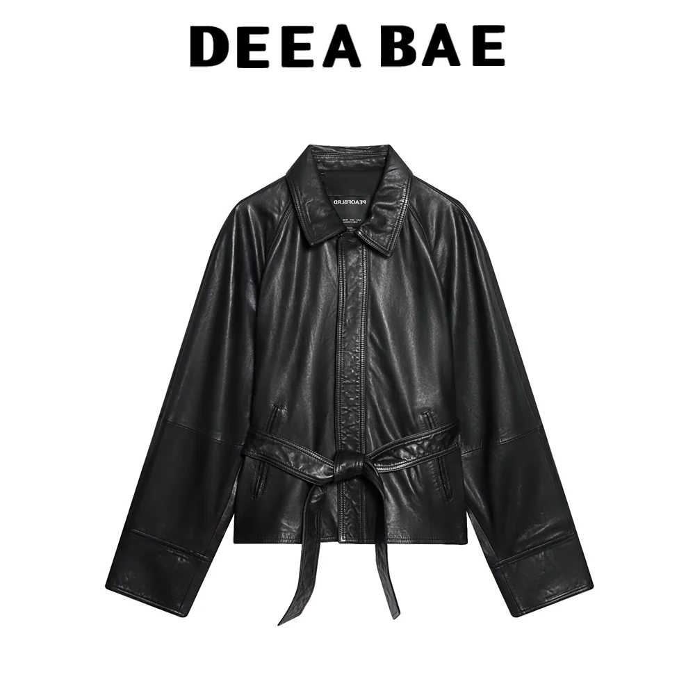 

DEEABAE, новая зимняя женская одежда, легкая, роскошная, высококачественная, черная, короткая версия, куртка из искусственной кожи на шнуровке