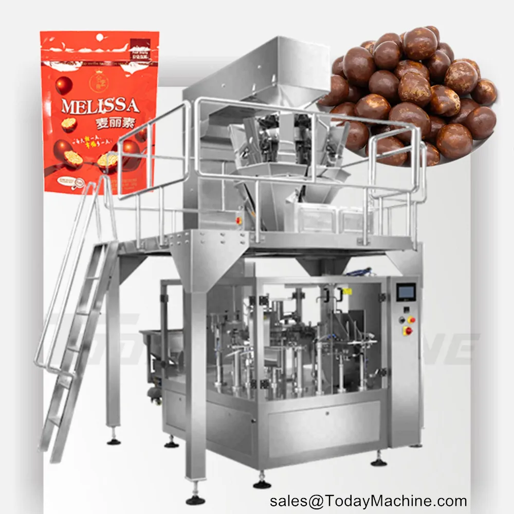 Máquina de embalagem de enchimento rotativa de frutas secas de pimentão secado de feijão pré-feito automático do malote