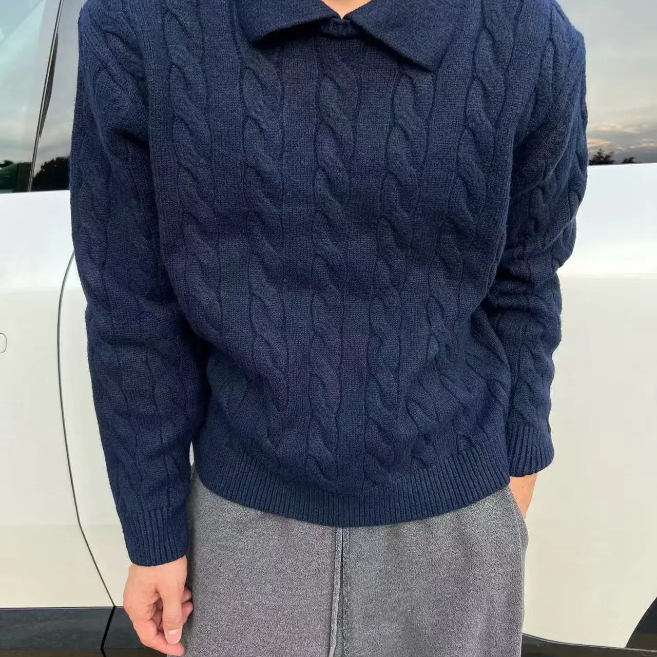 

BC Italian Men's Clothing 25 Autumn and Winter New Fashion Casual Lapel Knitted Sweater Men's Old Money Style Business Sweater