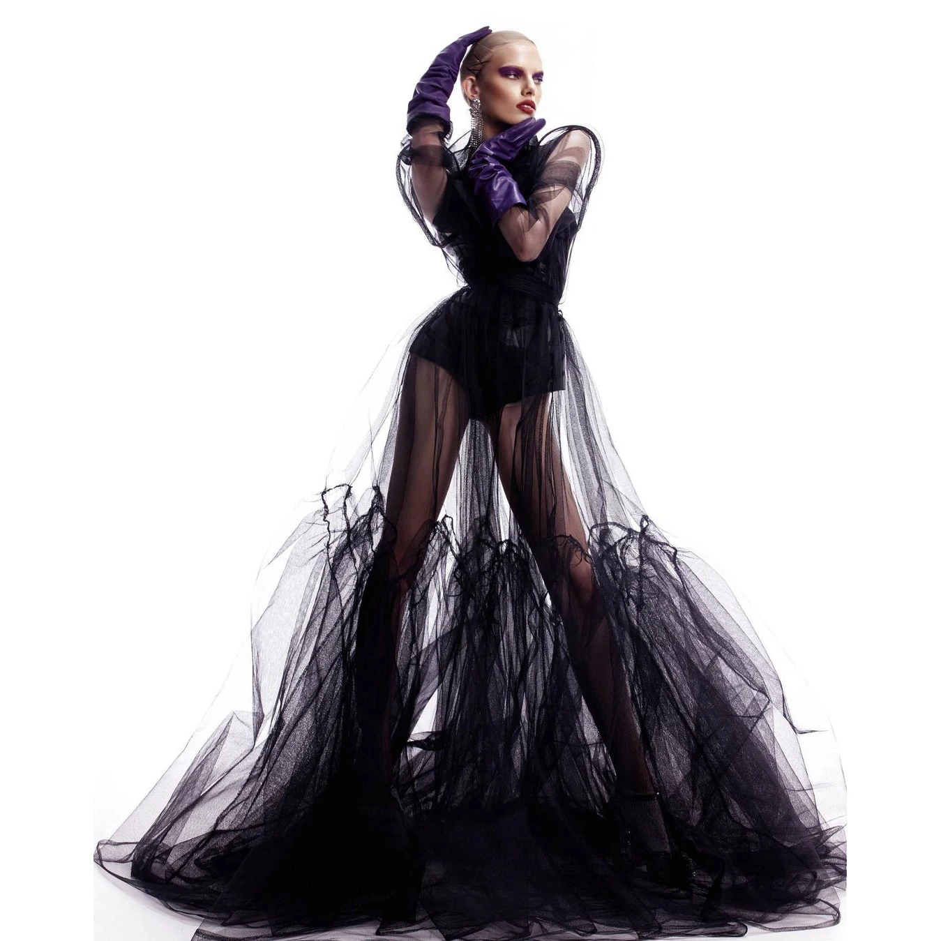 2023 ใหม่แฟชั่นสีดําTulle RobesชุดสําหรับวันเกิดPartyสําหรับวันเกิดPartyถ่ายภาพพิเศษPuffy IllusionดูThru