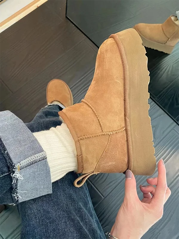 

Women's Thi Bot Fur Lined ort Snow Boots Winter Warm Cotton oes Heightening Platform Winter Faion UGQY Korean Sle