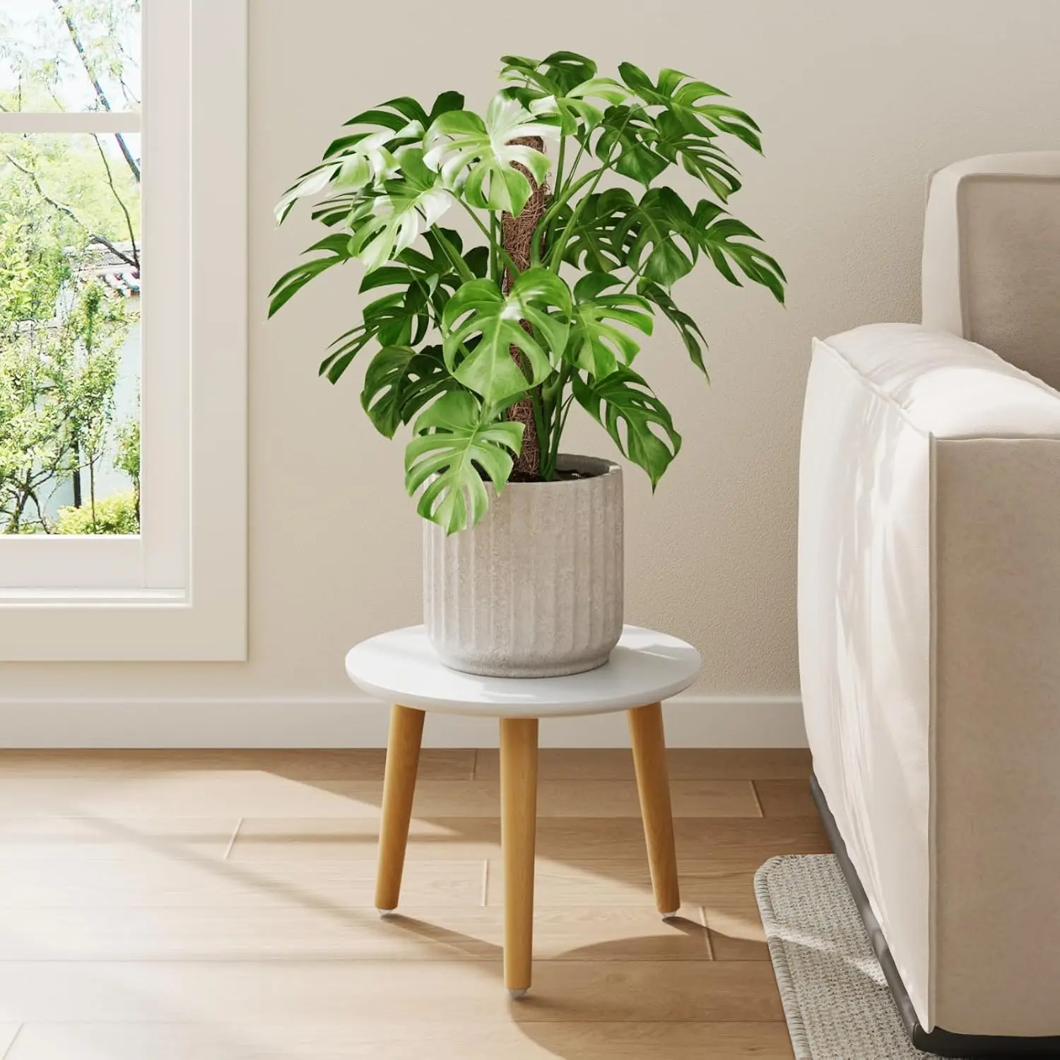 

Stand Indoor Small Plant Table for Large Plants Wood Plant Stool Tall Plant Holder for Living Room Bedroom Balcony White
