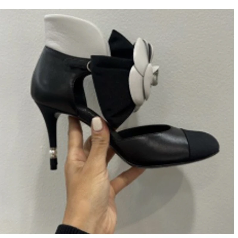 

Черные женские босоножки на шпильке с круглым носком и бантом, лето 2026, абрикосовые разноцветные женские туфли на высоком каблуке с закрытым носком