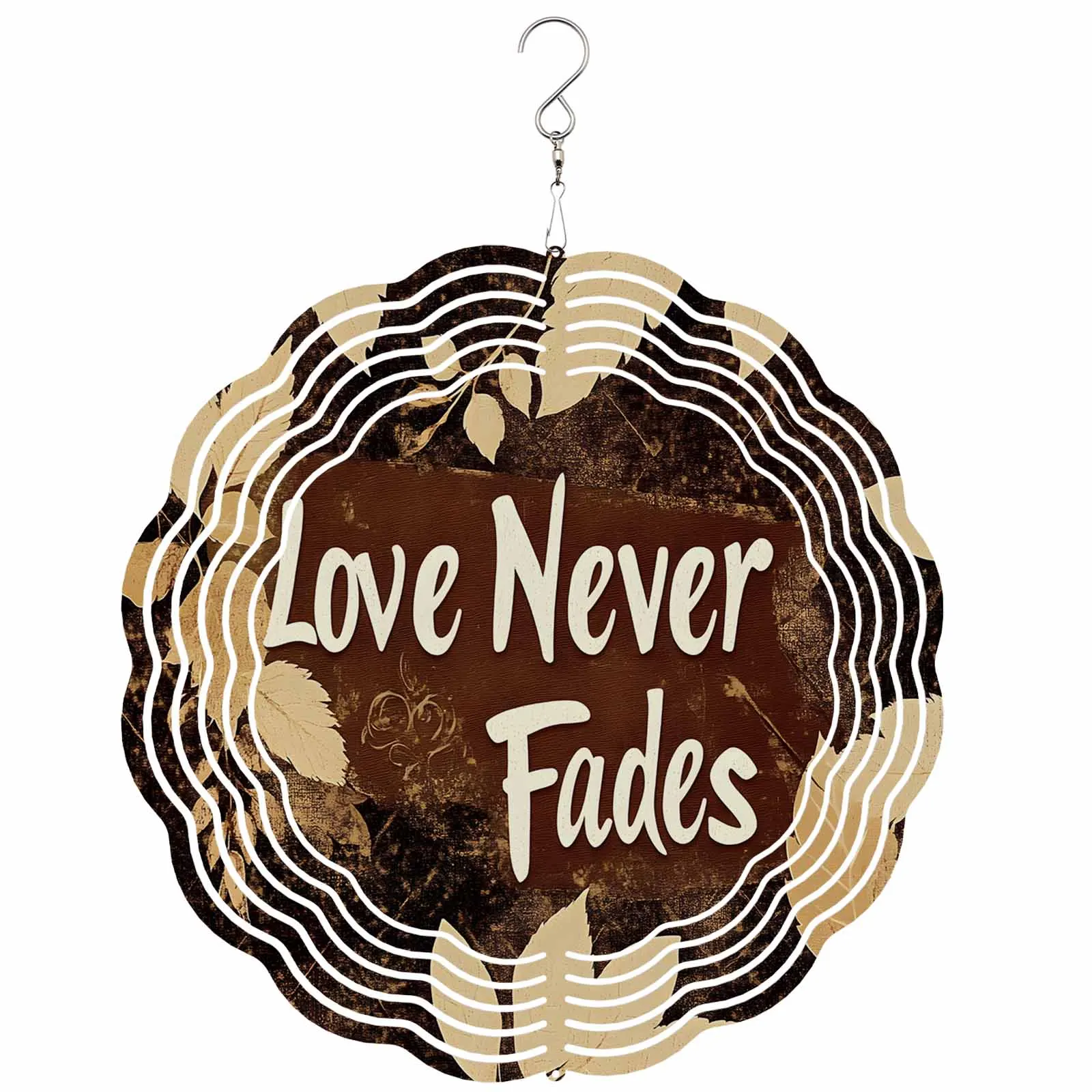 

Abstract Leaves Texture Stainless Steel Hanging Decorations For Home 3D Rotating Wind Spinner
