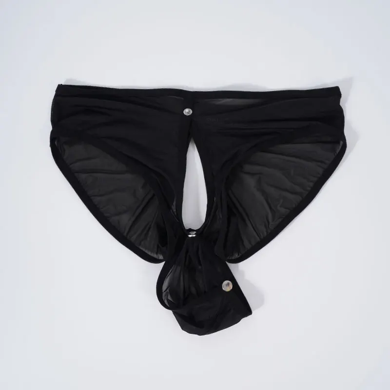 4Pcs Sexy Men Underwear Transparent Ultra-thin Hinged Pouch Design Men's Underpants Briefs Sissy Lace-up Man Panties Trunks