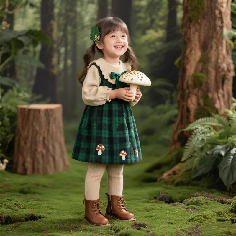 فستان منقوش للفتيات للخريف/الشتاء فستان الأميرة المحبوك الجديد اللطيف والحلو للأطفال والرضع #3